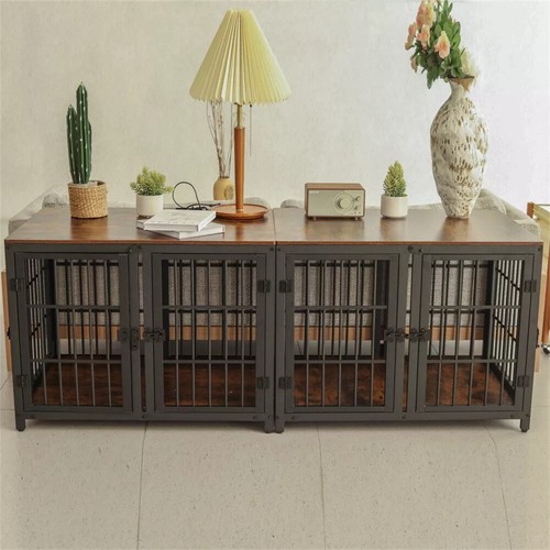 Rustic wooden dog crate - dog,