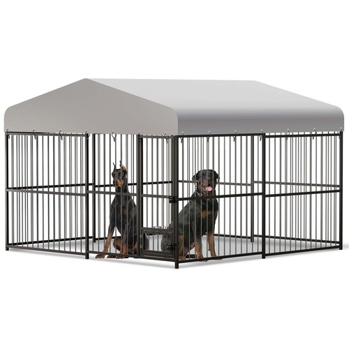 Outdoor dog kennel with - with, roof