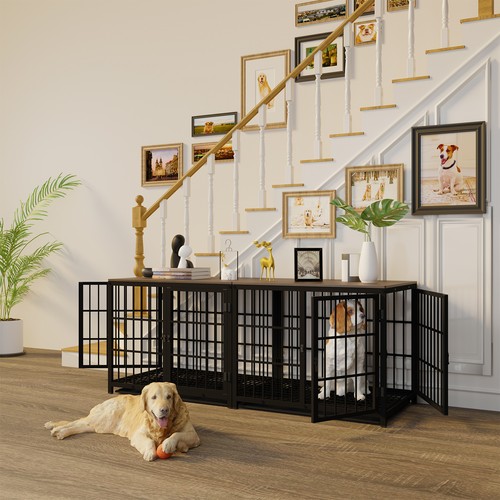 Metal wooden dog crate - metal,