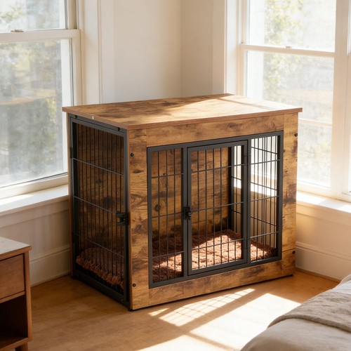Dog crate furniture - furniture, rustic